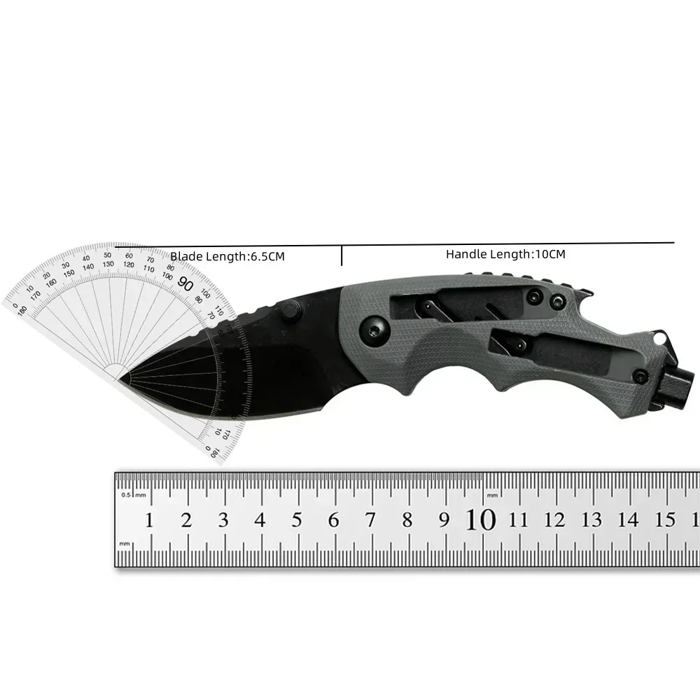 KS 8720 Pocket Folding Knife 8Cr13Mov Plain Blade Grey GFN Handle Outdoor Utility Tools Hunting Survival  Camping Multi Tool