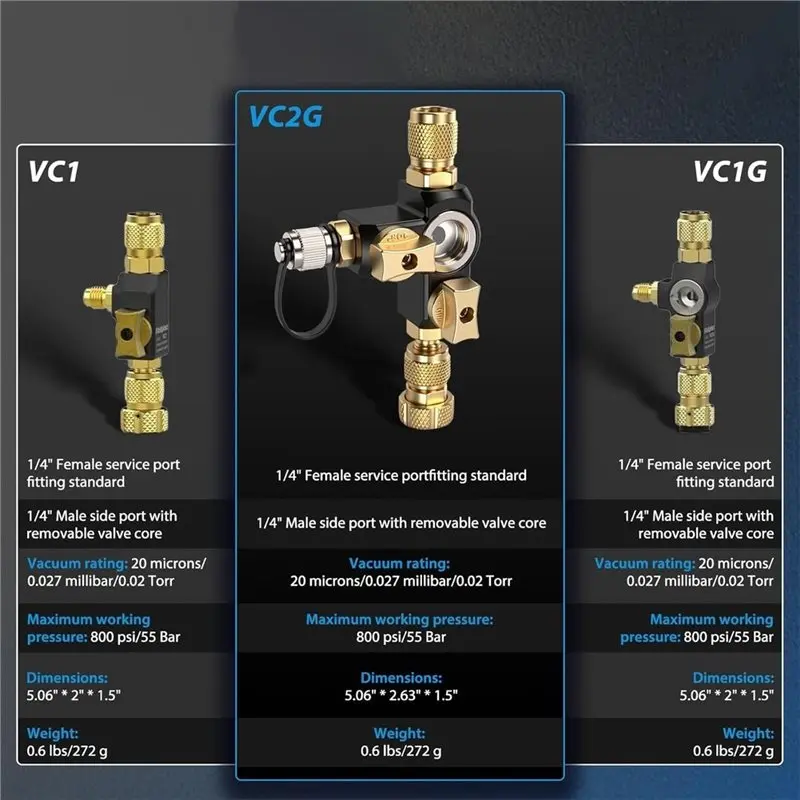 EYFL-1/4″ Valve Core Removal Tool VC2G Dual Valve With Sight Glass HVAC Tools