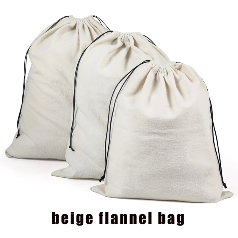 Monedero de franela de algodón blanco, bolsa de polvo para bolso de mano, bolsa de almacenamiento de embalaje de zapatos de lana grande, bolsa de