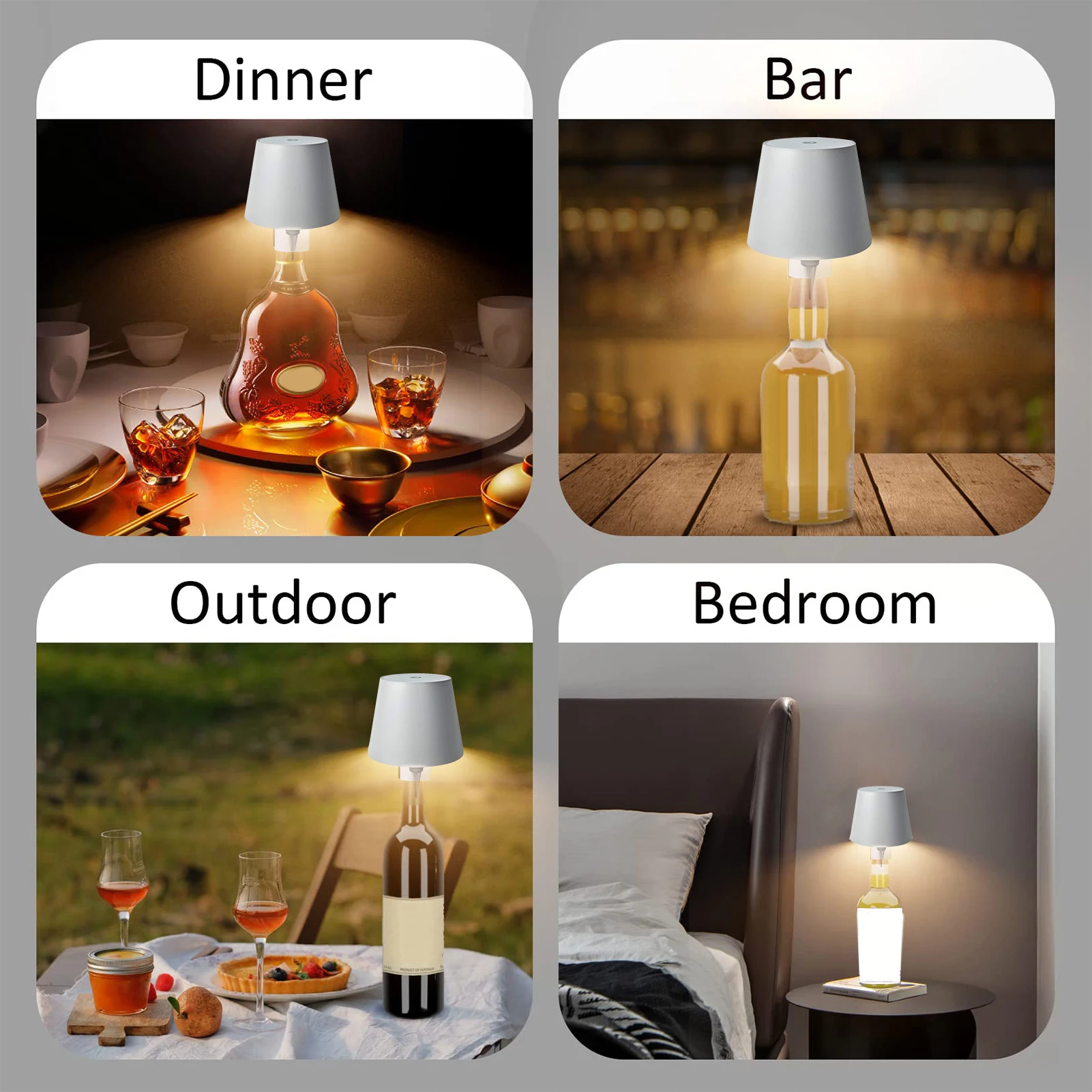 Wine Bottle Lamp LED Desktop Decorative Rechargeable Touch Control 3 Color Stepless Dimming IP54 Waterproof Wine Bottle Lamp