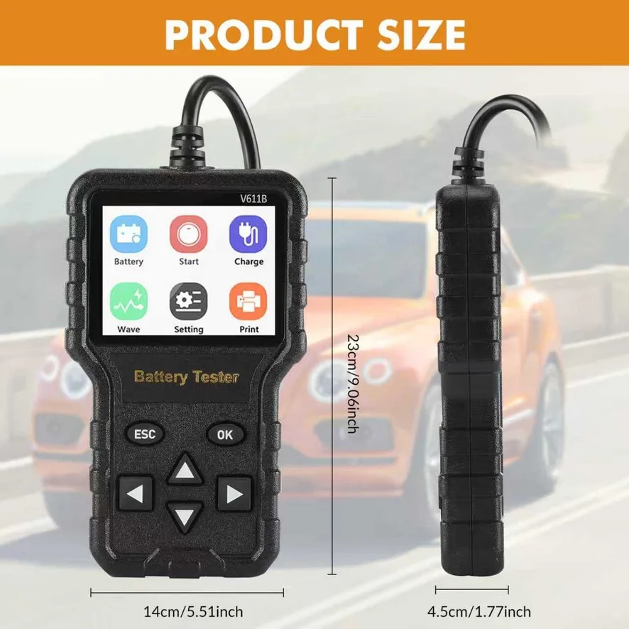 V611B 2026 Car Battery Health Checker Auto Electrician Tool for Assessing Vehicle Battery Condition