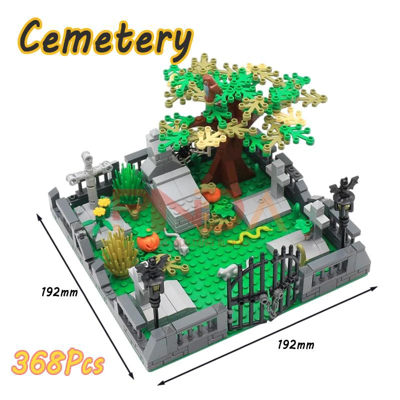 

MOC Хэллоуин кладбище строительные блоки строительные блоки тыква змея ужас кирпич комбинированный призрак ад вид друг Рождественская игрушка G