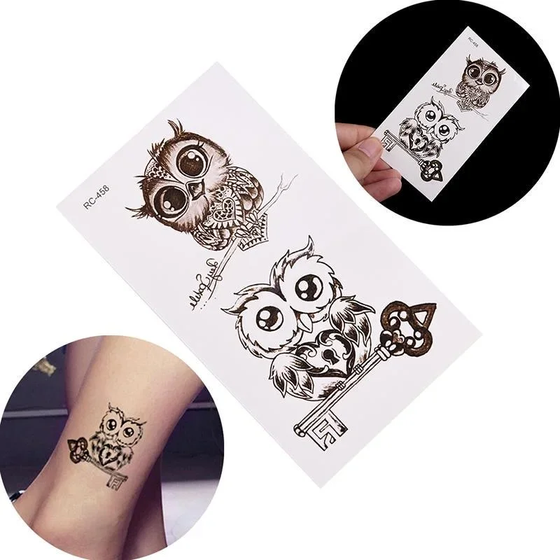 2022 New Fashion 10pcs Sheet Waterproof Temporary Owl Tattoo Stickers Removable for Leg Body