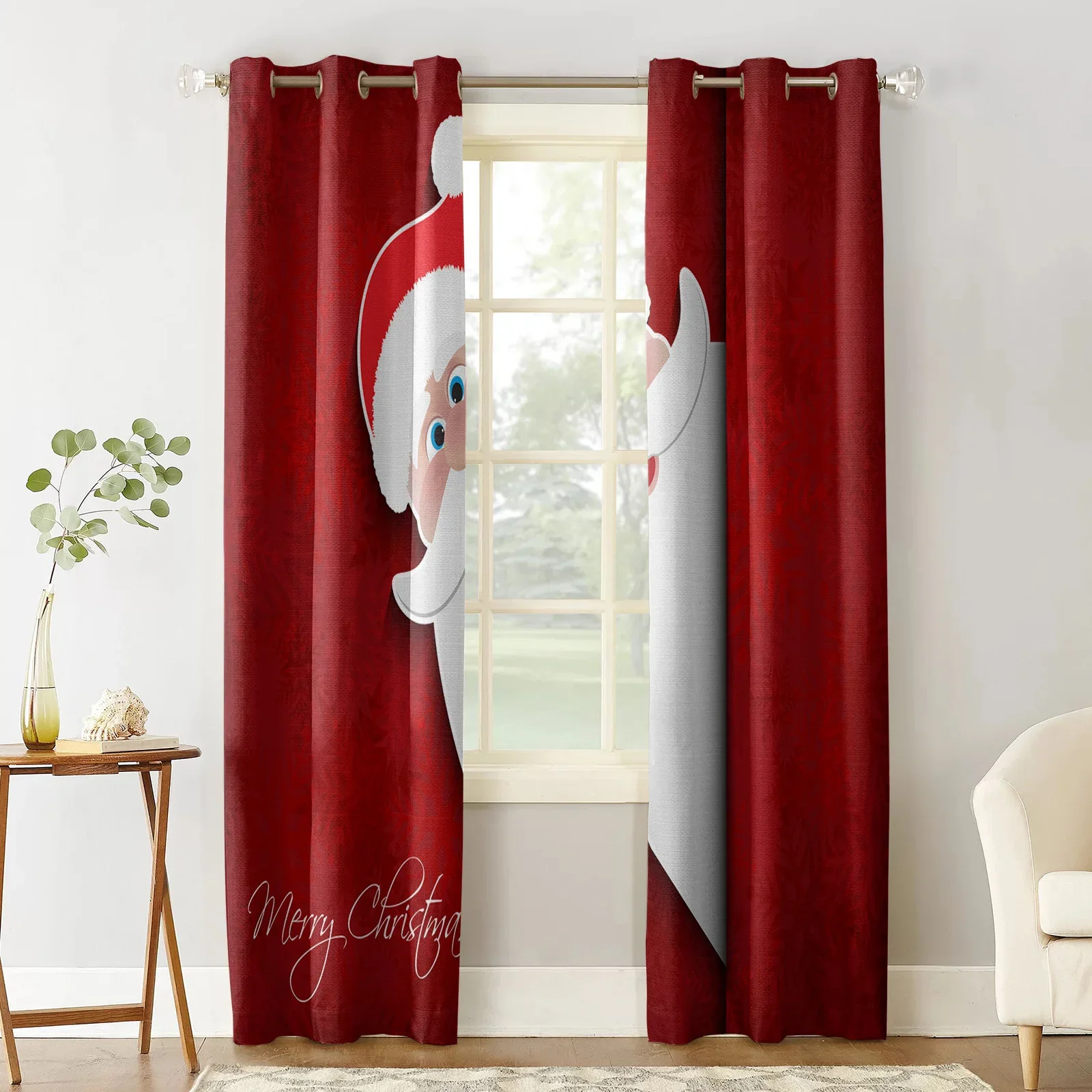 Santa Claus Christmas Decoration Christmas Blackout Curtains 3D Print Window Curtain Bedroom Living Room Decor Window Treatments