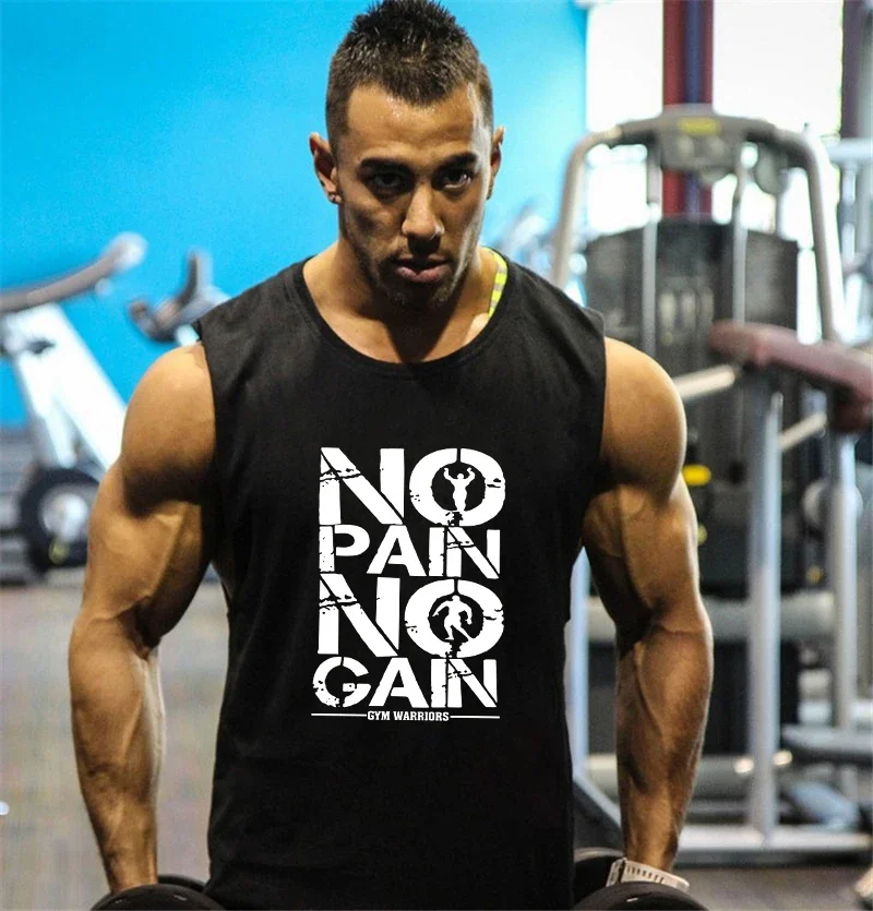 Gym Fitness Bodybuilding Training Muscle Tank Tops Mens Casual Running Sport T-shirts Summer Cotton Sleeveless Breathable Vests