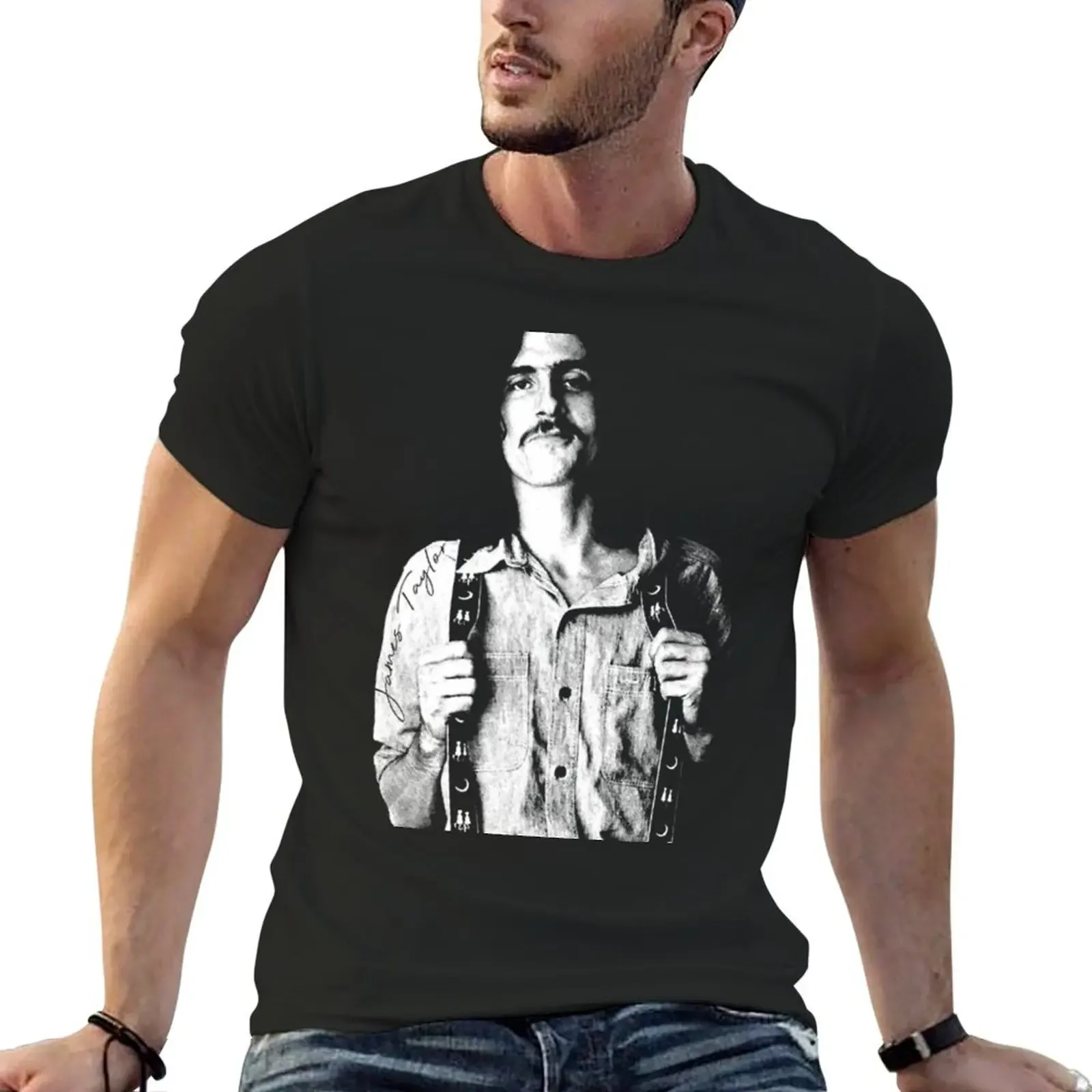 James Taylor /// Retro mustache T-shirt customs korean fashion mens graphic t-shirts pack