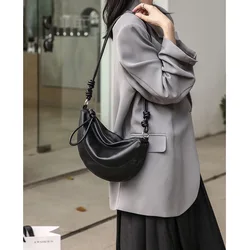 2024 New Leather Simple Commuting Single Shoulder Dumpling Bag Fashionable Underarm Bag Genuine Leather Women's Crossbody Bag