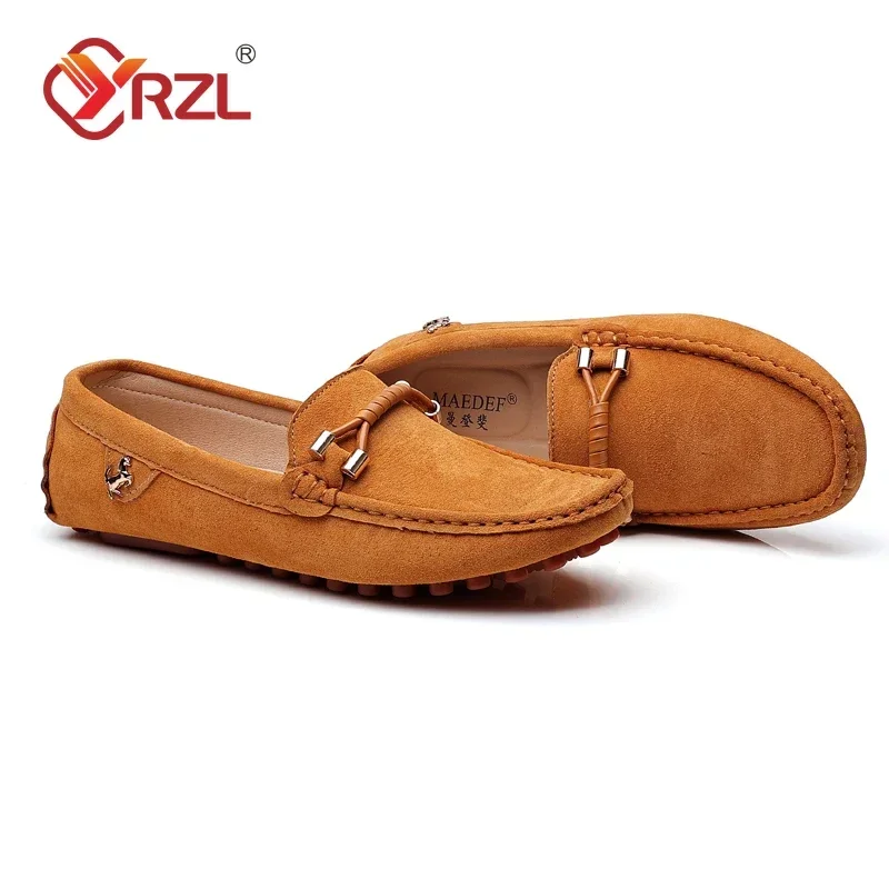 YRZL Size 48 Loafers Men Luxury Brand Moccasins Shoes Men Suede Leather Loafers Shoes Slip on Non-slip Driving Loafers for Men