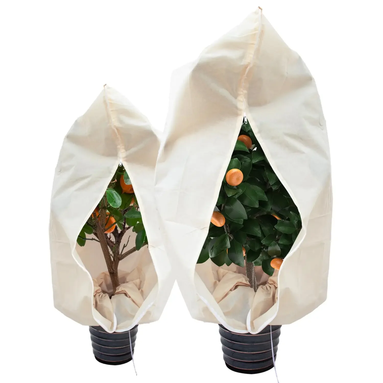 Outdoor Plants Winter Tree Covers with Zipper Drawstring Thickened 1pc 80x120cm Plant Covers Freeze Protection Frost Cloth