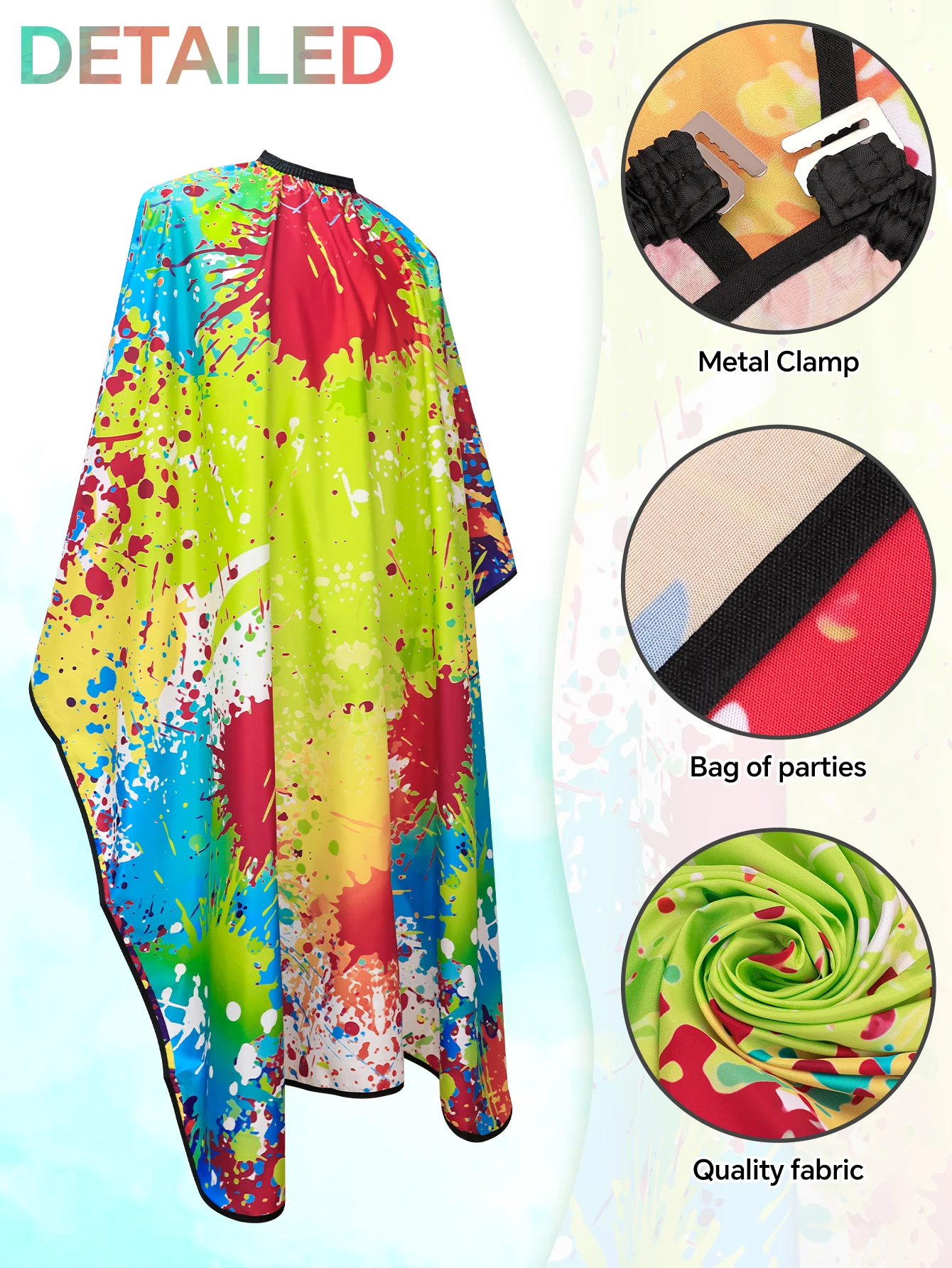 

Fashionable Hair Cutting Barber Cape for Men Women, Waterproof Haircut Apron with Adjustable Snap Closure - Corlorful Painting