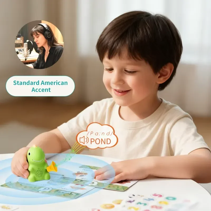 【CHIMU HOME】 Mini Animal-Shaped Reading Pen for Kids with English Flash Cards