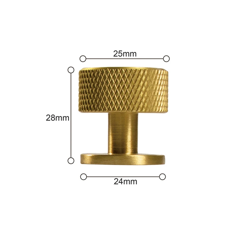 16PCS Solid Brass Knurled Furniture Pulls Knobs Drawer Knobs Cupboard Wardrobe Bookcase Closet Dresser Cabinet Door Pulls Knobs