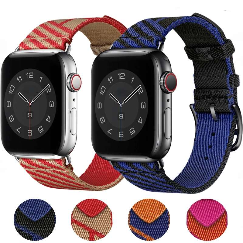 

Nylon Strap For Apple watch band Ultra 49mm 45mm 41mm Patterned knitted bracelet band IWatch Series 6 5 4 SE 44mm 42mm 40mm belt