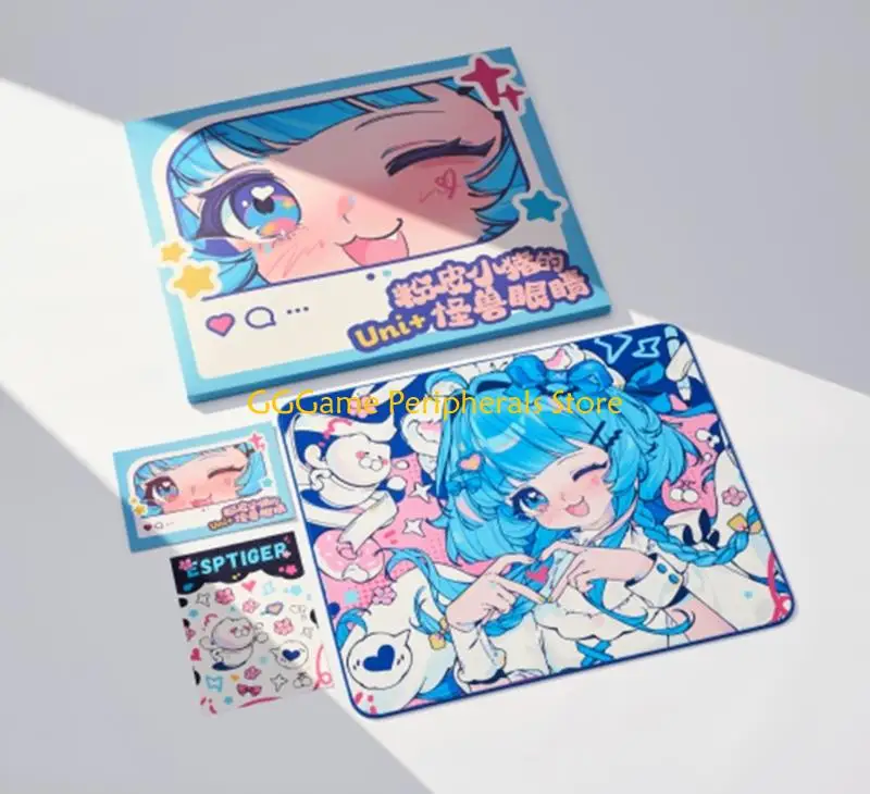 

U55B Nonslip Mousepad With Vibranted Pink/Blue Cartoon Pattern Mouse Pad For Gamers