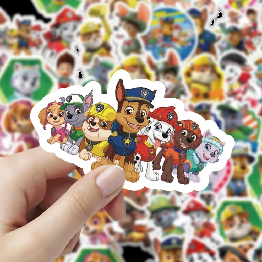 60Pcs Paw Patrol Kids Classic Toy Stickers Cartoon Computer Water Cup Guitar Luggage Without Leaving Glue DIY Waterproof Sticker