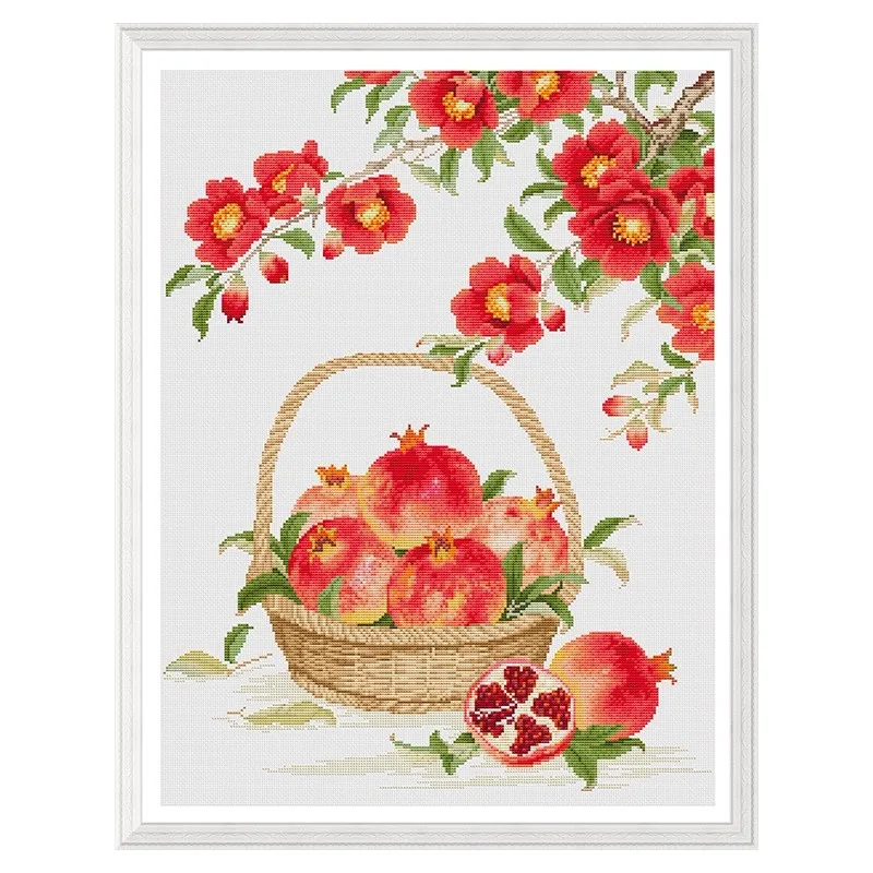 

Набор с принтом граната, вышивка крестиком, 11CT, 14CT, вышивка, сделай сам, хлопковые наборы для рукоделия, поделки с иглами, 55 цветов