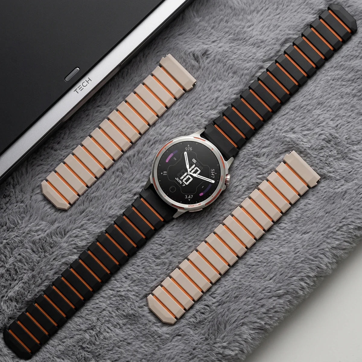 Sport Magnetic Silicone Bracelet Fit Huawei GT Series 46mm Ultimate 2, Universal Watch Band for Amazfit Balance Bip Cheetah