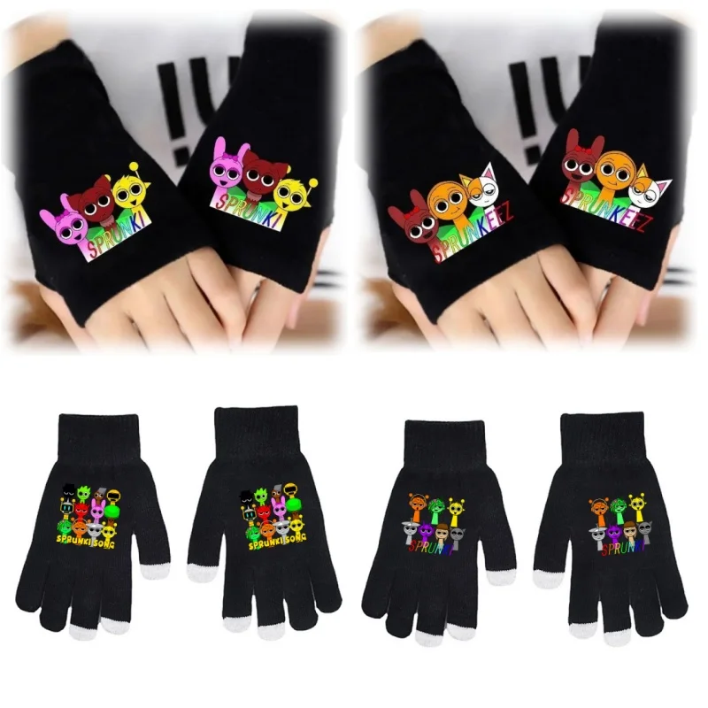 

Cute Sprunki Cosplay Black Gloves Sprunki Anime Bicycle Motorcycle Fingerless Warmer Wrist Gloves Toys for Children Adult Gift