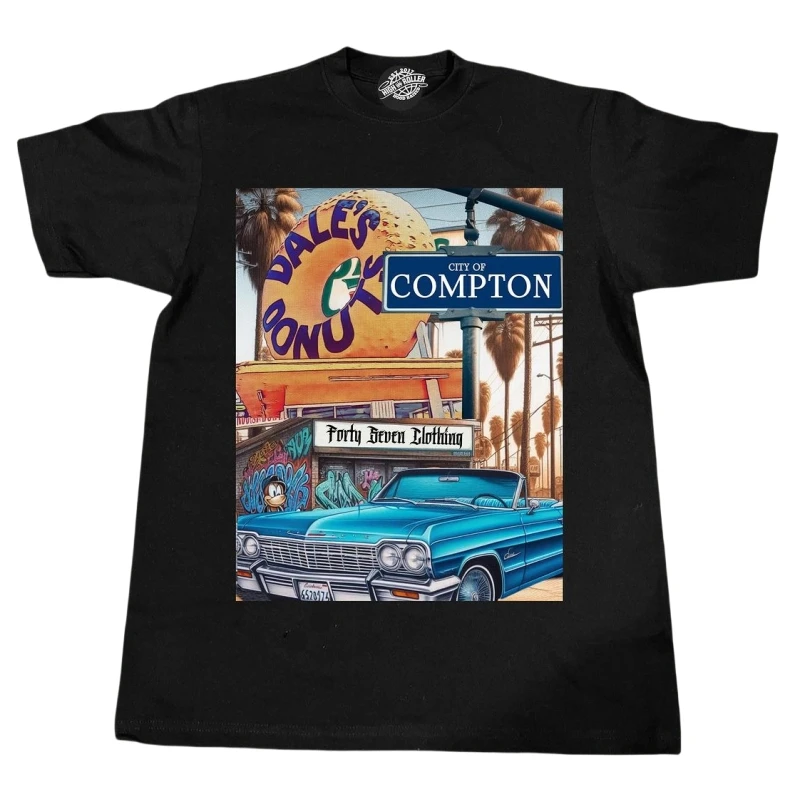 USA Buy Compton City HIPHOP MC Rap BBOY Plus Size DJ Small Neckline Short Sleeve T-shirt High Quality Luxury Brand