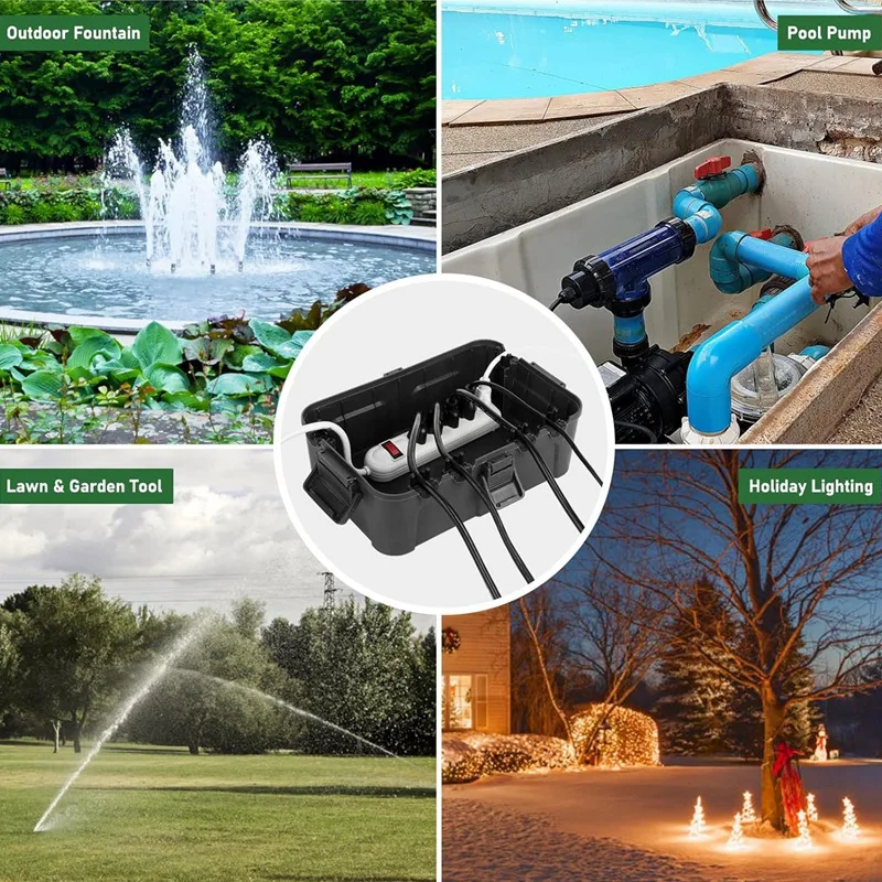 1 PCS Outdoor Electrical Box Waterproof Extension Cord Cover Weatherproof Black Protect Outlet, Plug, Socket, Power Strip