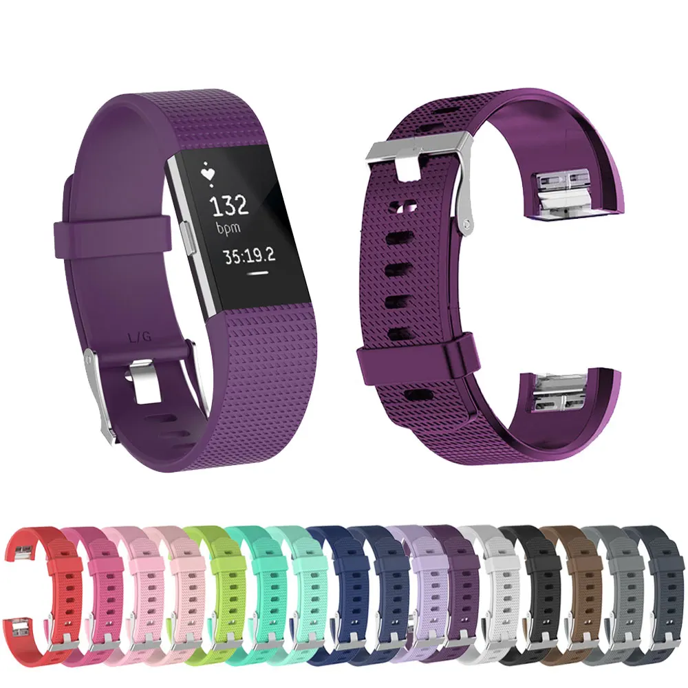 Correa de silicona suave para reloj Fitbit Charge 2, accesorios de repuesto para reloj inteligente, pulsera de silicona