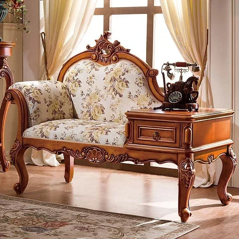 American Solid Wood Chaise Longue Recliner with Drawer Living Room Single-Seat Sofa Chair Leisure Chairhyhy