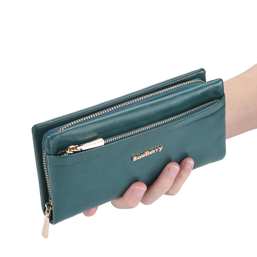 

Women Long Wallet PU Leather Card Holder Large Capacity Clutch Zipper Coin Purse Luxury Phone Bag Black Red Wallets for Women