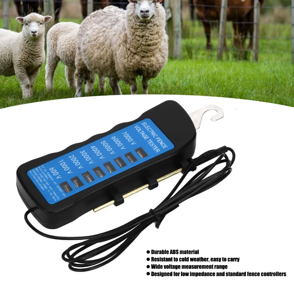 7000V Electric Fence Tester Durable ABS Voltage Detection Tester Voltage Measurement Range Multi Wire Multi Light Tester Garden
