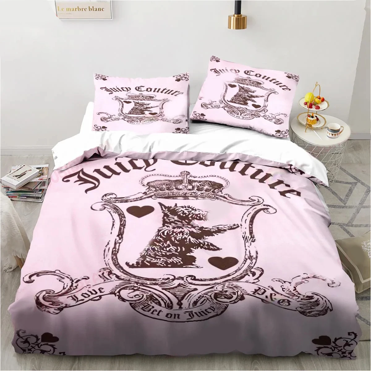 Imagem -03 - Impressão 3d Juicy Couture Crown Bedding Grupo Capa de Edredão Cama Grupo Quilt Cover Fronha Consolador Rei Queen Size Meninos Adulto