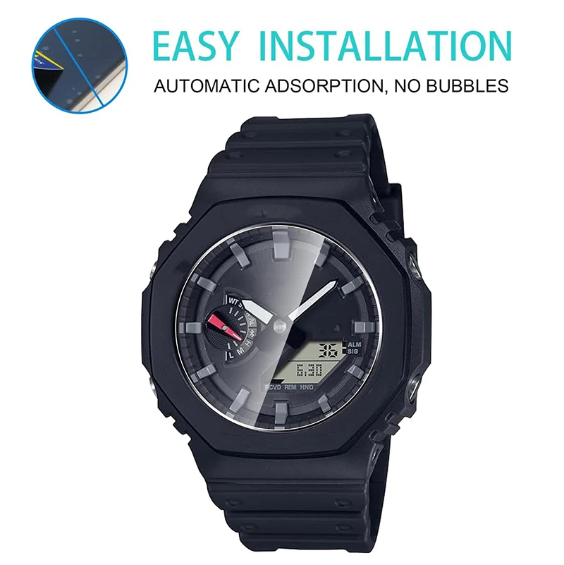 1–6 Stück 9H gehärtetes Glas Displayschutzfolie für Casio GA2100 GM2100 GM-B2100 Zubehör, kratzfeste Uhrenfolie, Schutzabdeckung – Detail 4