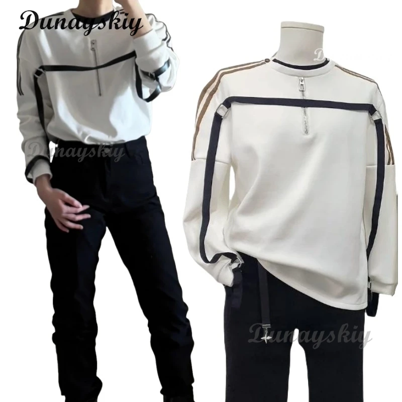 

Love and Deepspace Caleb Cosplay Costume Wig Casual Sweatshirt Belt White Long Sleeves Pants Halloween Party Women Men Carnival