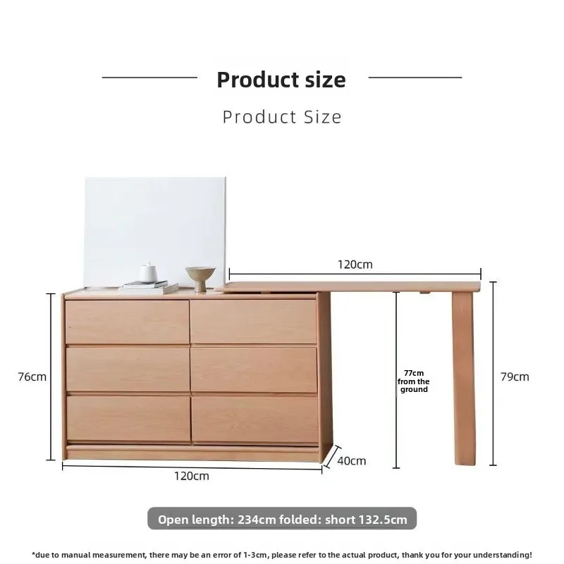 Modern simple beech combination table log color beech makeup table chest dresser integrated end of bed corner storage