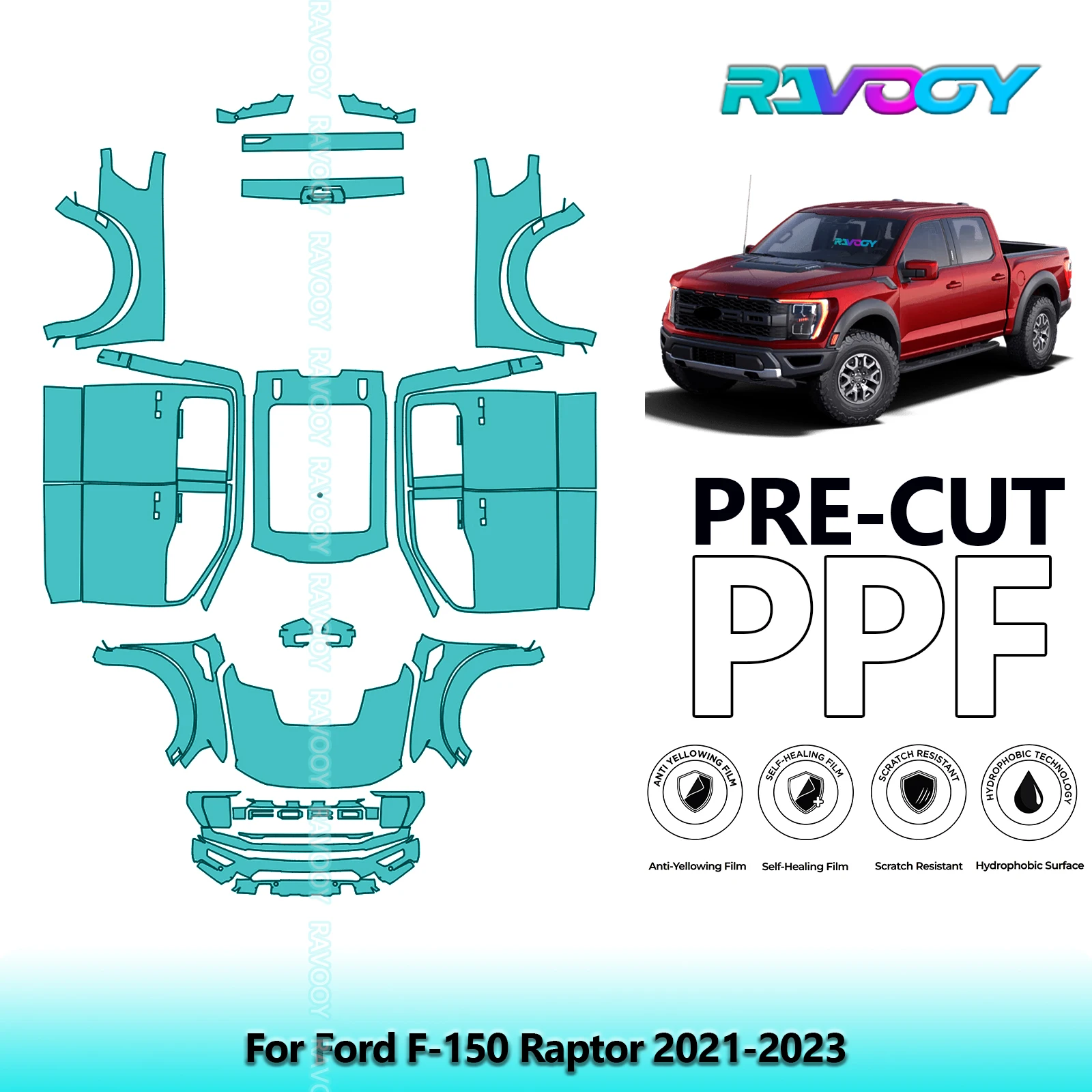 

Car Precut PPF Paint Protection Film Full Vehicle For Ford F-150 Raptor 2021-2023