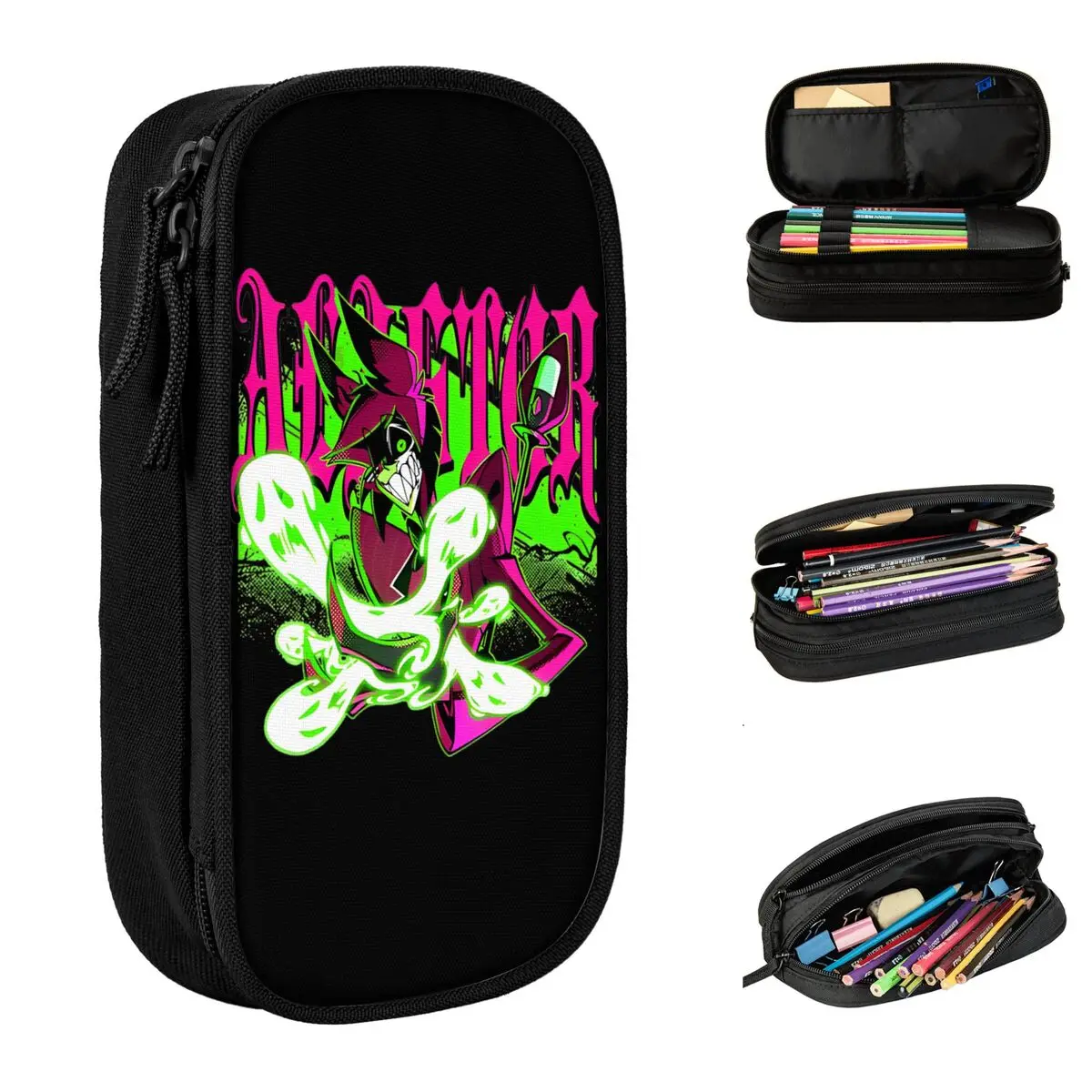 

Alastor Anime Pencil Cases New Hazbins Hotels Pen Box Bag Girls Boys Big Capacity School Supplies Cosmetic Pencil Pouch