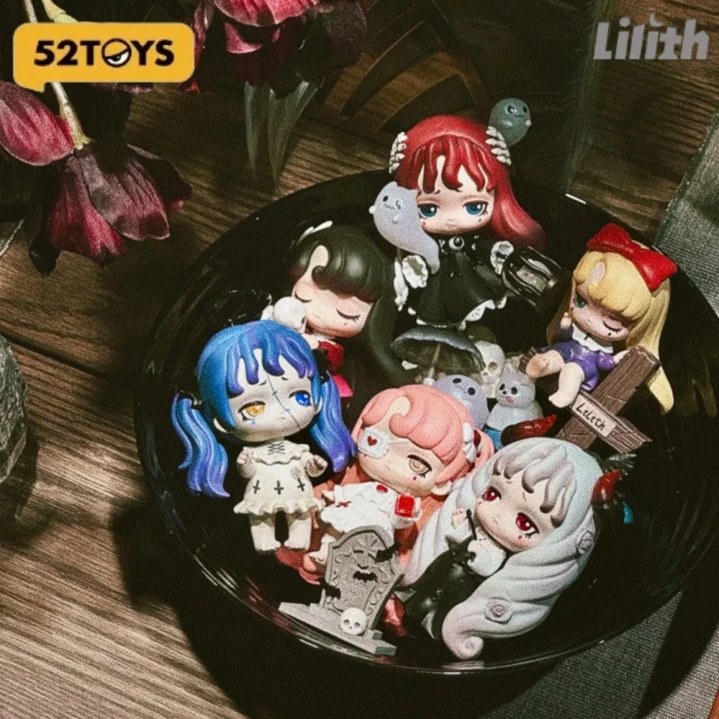 In Stock 8cm 52TOYS Lilith Dark Night Shadow Series Blind Box Anime Figure Gothic Lolita Style Collectible Model Trendy Toy Doll