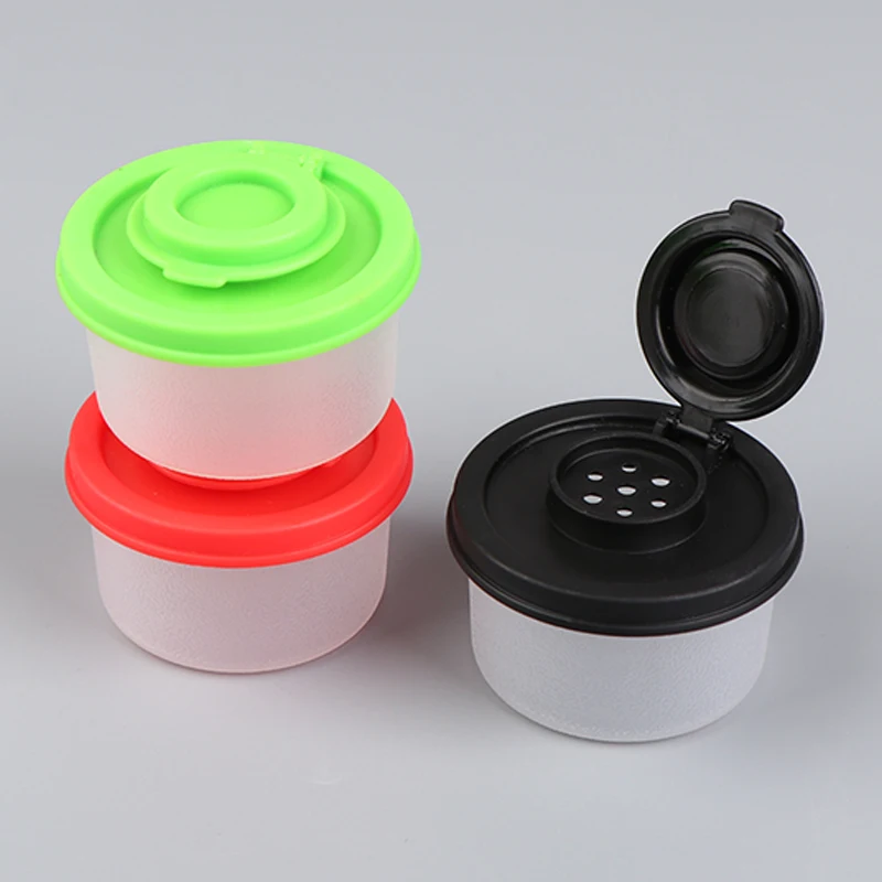 Mini Salt And Pepper Shaker Picnic Outdoor Kitchen Lunch Box Travel Spice Clear Colored Lid Plastic Sealed Jar Dispenser