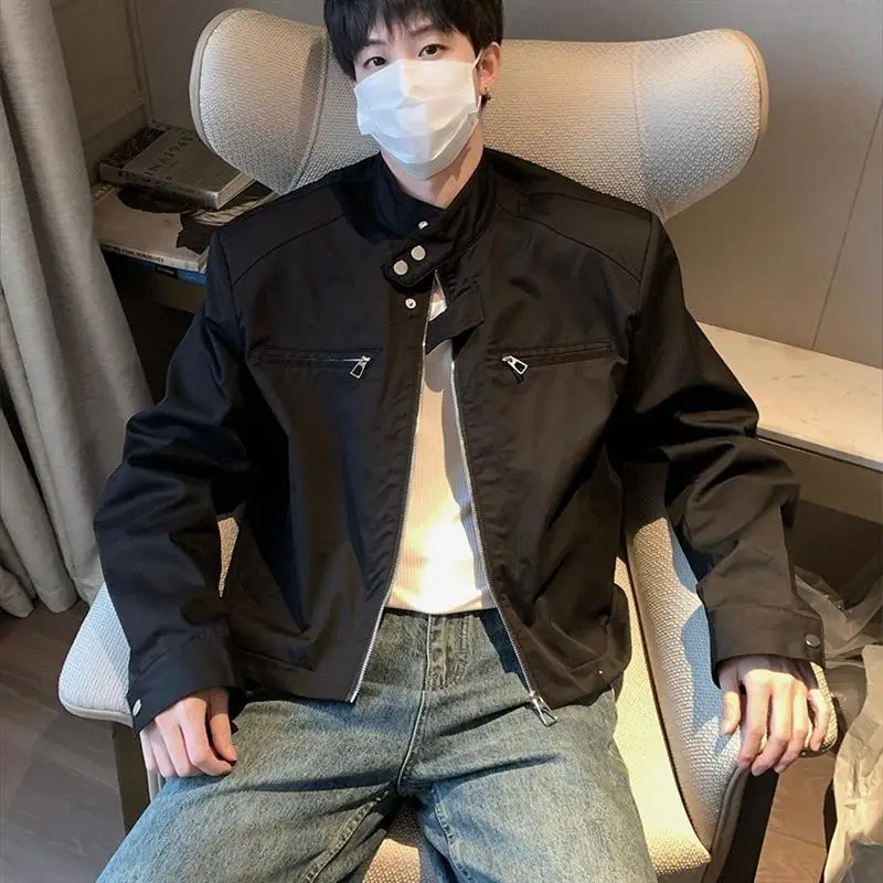 

High-End oulder Car Jaet for Men Spring And Fall 2024 Loose Fit Zipper Decorated Iron-Free Procing Straight Hem