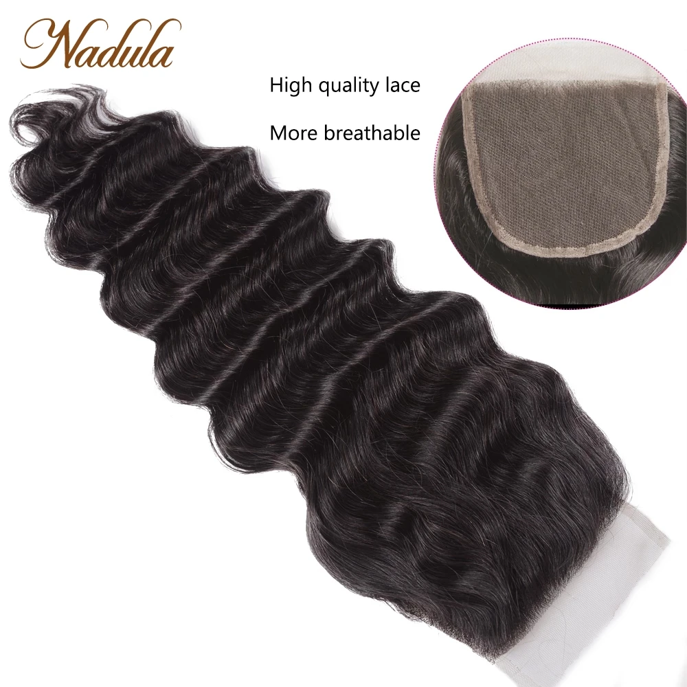 Nadula Hair Loose Deep Bundles With Closure Brazilian Human Hair Weave Bundles With Closure Remy Hair Bundles With Closure