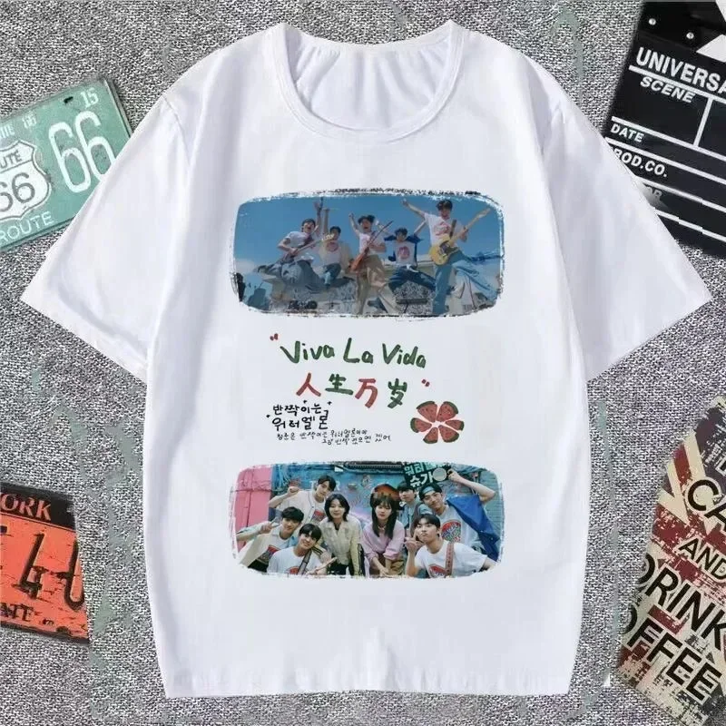 Korean Style Simple Watermelon Sugar Choi Hyun Wook Hip Hop Kpop Raper Twinkling Shiny Short Sleeve T-shirts Unisex