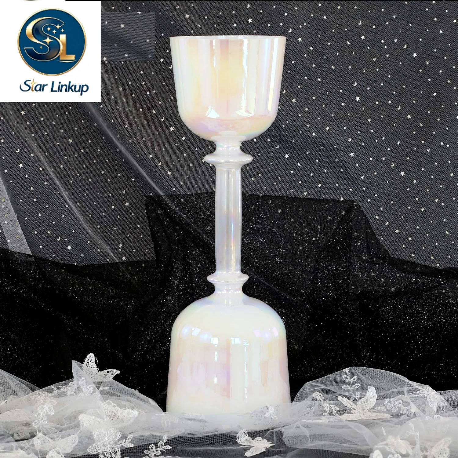 432Hz 6-7inch Clear Double Headed Cosmic Light Crystal Hand-held Singing Bowls