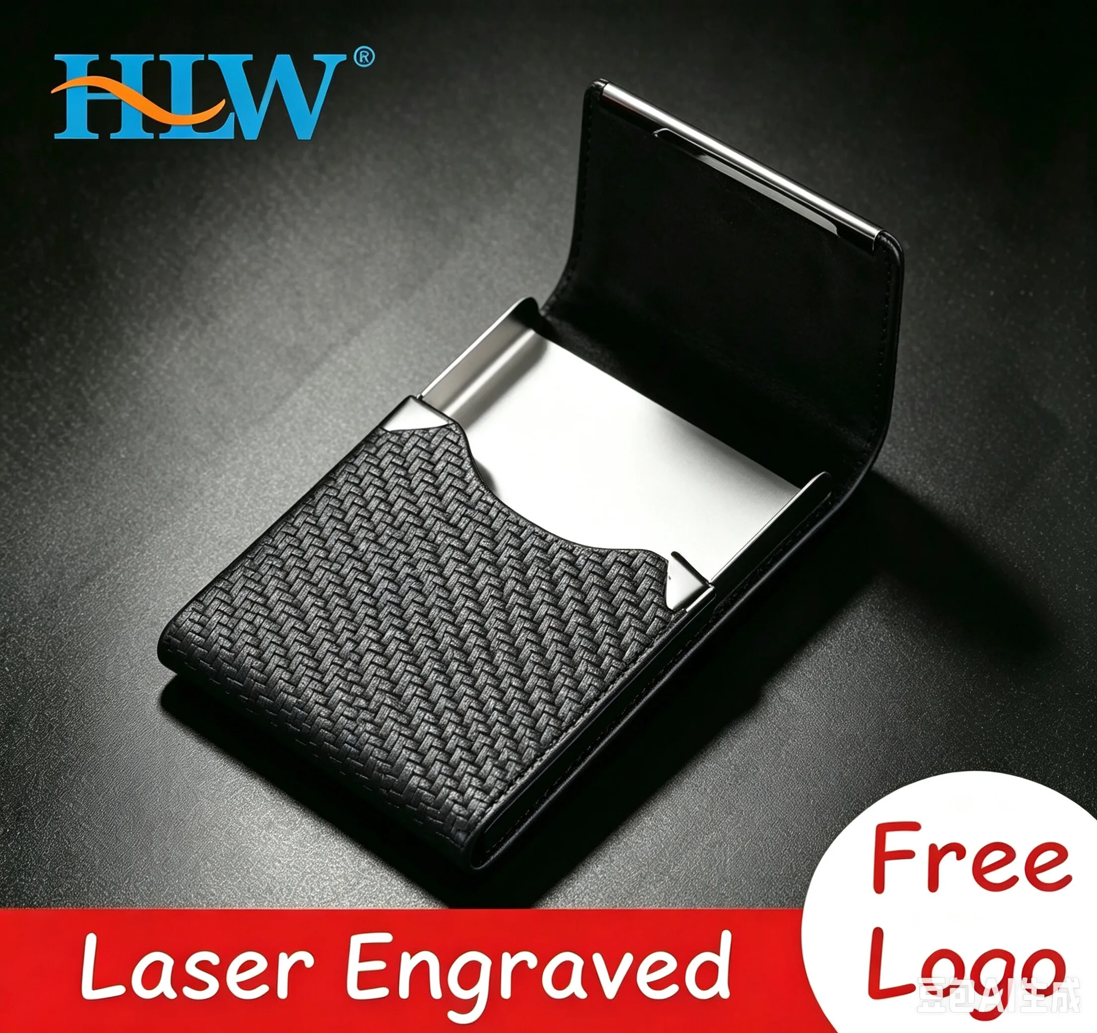 Stainless Steel Business Card Box With Custom Laser Logo, Aluminum Card Holder For Exhibition Presents