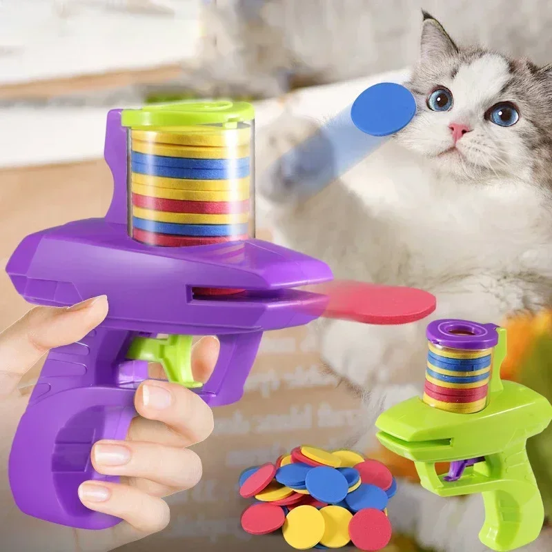 Funny Cat Toy Interactive Launch Pet Training Toy, Teasing Cat Disc Shooters Game For Kitten Flying Disc Shooting Chasing Toys