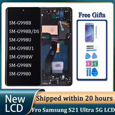 AMOLED For Samsung S21 Ultra 5G G998 G998U Display Touch Screen Digitizer For Samsung S21Ultra G998B LCD With Frame