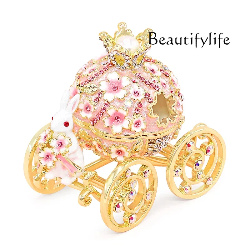 Jewelry box Cherry blossom princess carriage marriage proposal ring ring box jewelry storage creative wedding gift