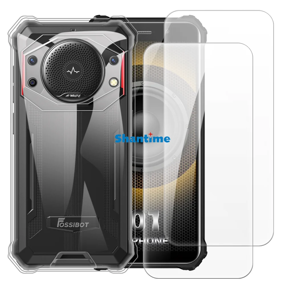 Soft Case + 2 Pack Tempered Glass Screen Protectors for Fossibot F101P Full-Body Protection