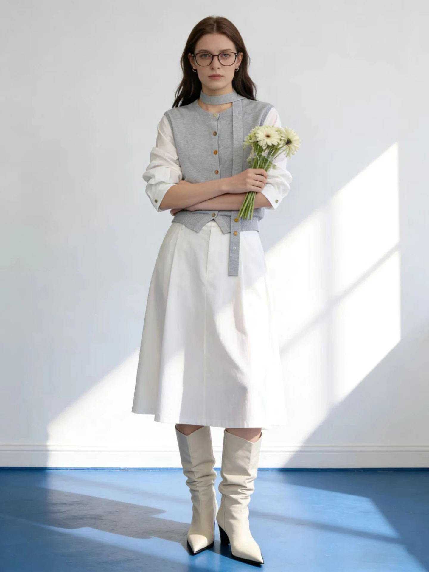 

Вязаный кардиган HUAAPPUW с коротким рукавом и круглым вырезом, с поясом, весна 2026, модный универсальный женский топ из полиэфирного волокна