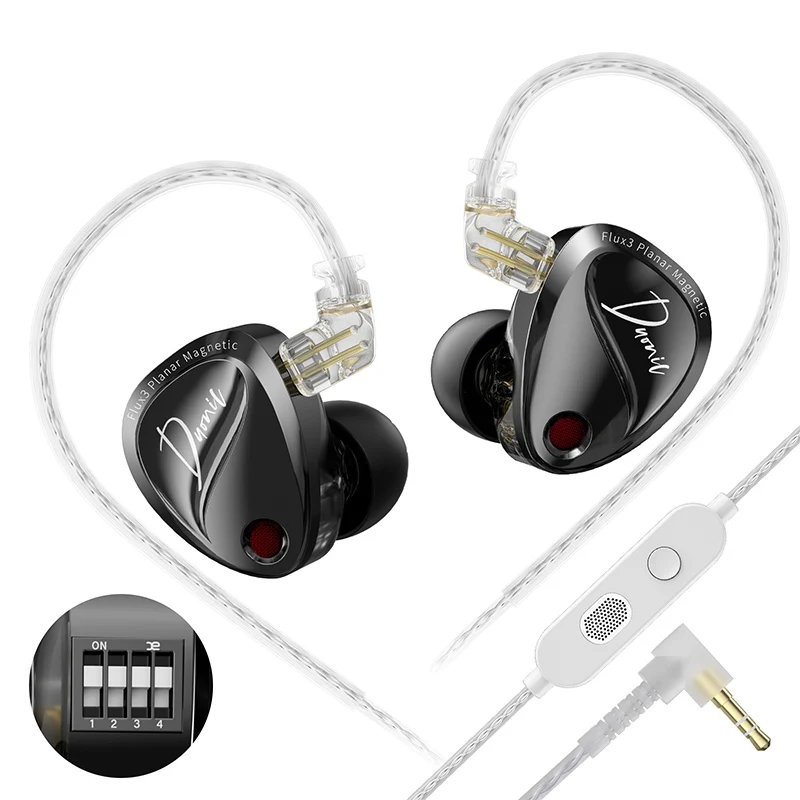 KZ Duonic Triple-Magnetic Planar Driver Verbeterde HIFI-oortelefoon, Wide Soundstage bedrade IEM's met 4 afstemmingsopties en HD Dual Mic