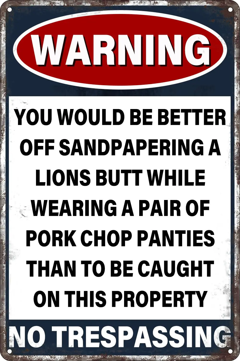 Warning Retro Metal Tin Sign You Would Be Better Off Sand Papering a Lions Butt Funny Vintage Poster for Home Man Cave Garage Ba