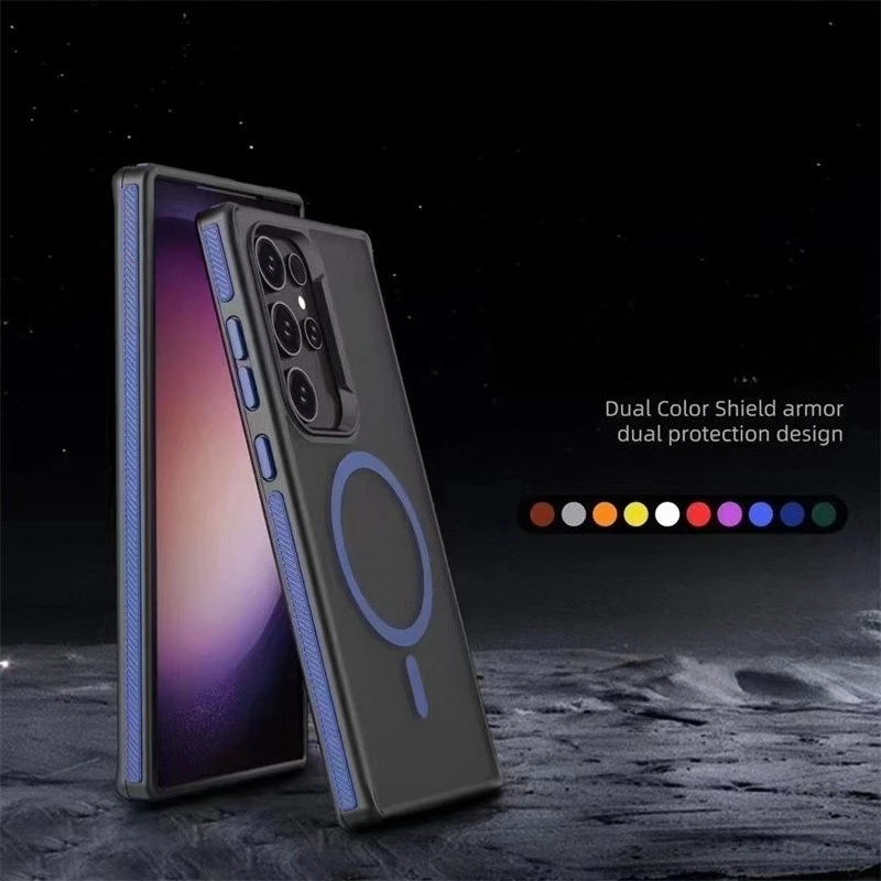 

Противоударный матовый чехол Magsafe для Samsung Galaxy S25 S24 Ultra Plus, защитный чехол для беспроводной зарядки GALAXY S25 S24+