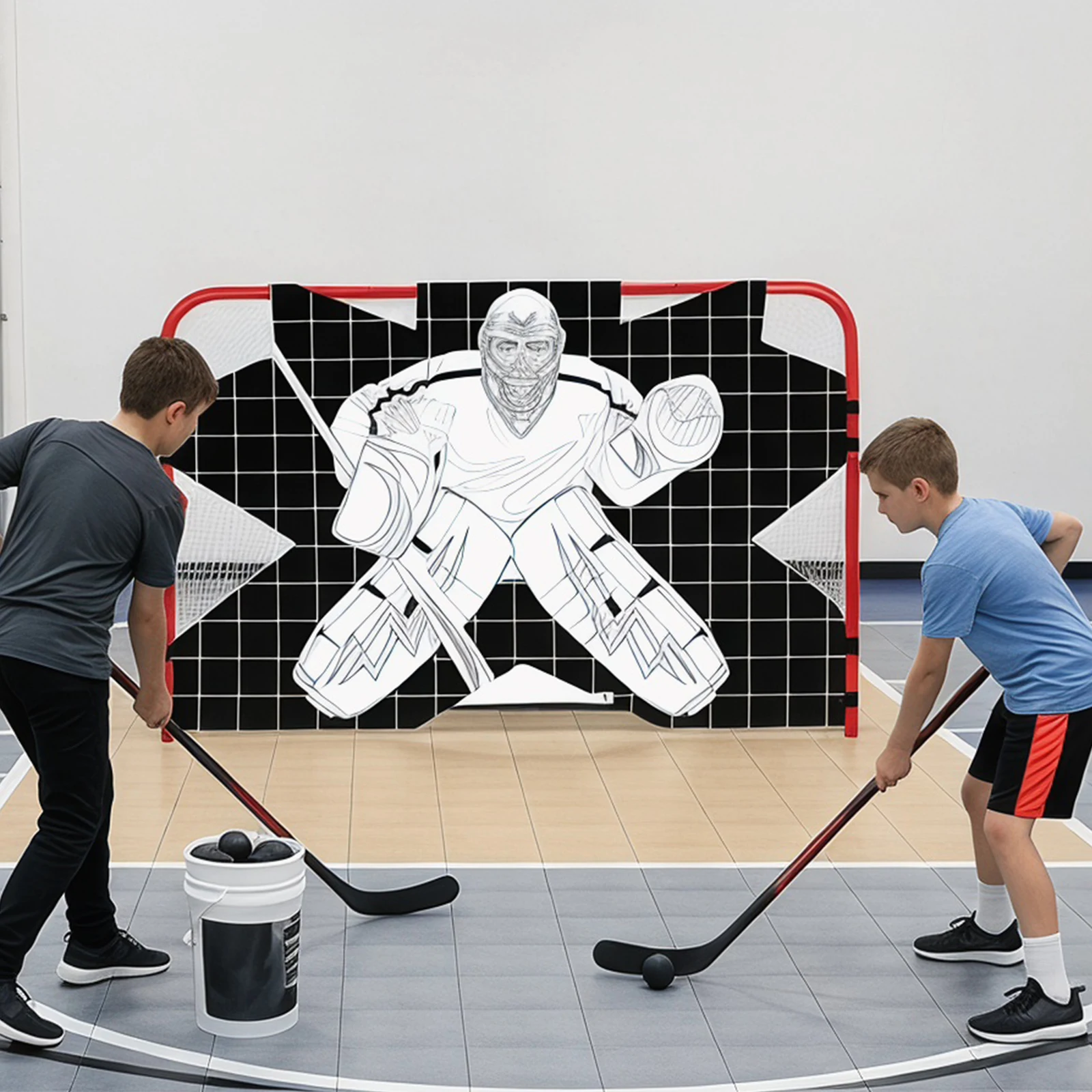 Street Hockey Goalie Target Net (Door Frame Not Included) Portable Hockey Net for Street Garage Training Practice Youth Adults